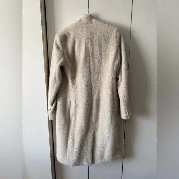 LOFT Cream Textured Long Coat with Notch Collar - Picture 2 of 3